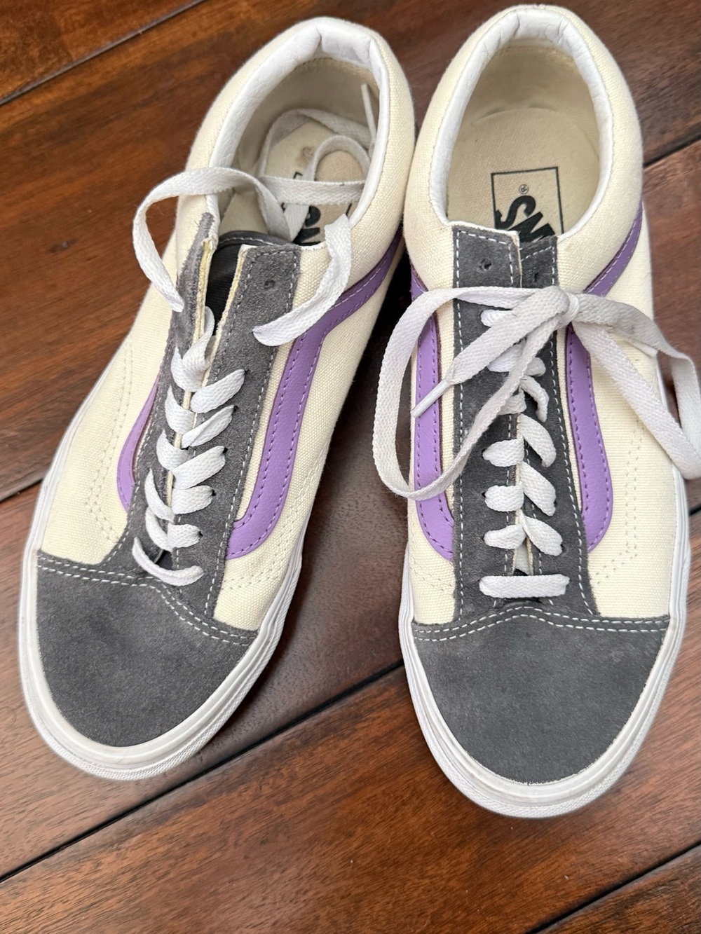 Vans Women's Old Skool Sneakers - Cream, Purple & Gray